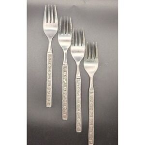 4 Stanley Roberts Matador Dinner Forks Japan Stainless Flatware MCM approx 7.3"